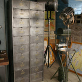 Antique large industrial cabinet with 20 drop-front compartments, Roneo, 1940