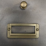 Antique large industrial cabinet with 20 drop-front compartments, Roneo, 1940