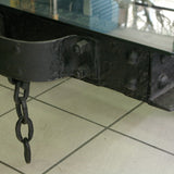 grande Table basse metal industrielle wagon de mine plateau verre