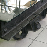 grande Table basse metal industrielle wagon de mine plateau verre