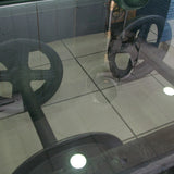 grande Table basse metal industrielle wagon de mine plateau verre