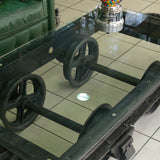 grande Table basse metal industrielle wagon de mine plateau verre