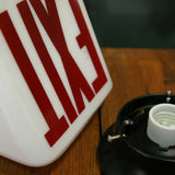 grand exit Lampe opaline blanche socle metal