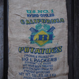 Ancien sac à pomme de terre americain, déco vintage USA