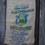 Ancien sac à pomme de terre americain, déco vintage USA