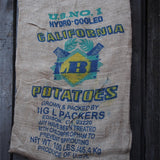 Ancien sac à pomme de terre americain, déco vintage USA