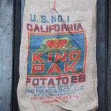 Ancien sac à pomme de terre americain, déco vintage USA