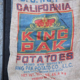 Ancien sac à pomme de terre americain, déco vintage USA