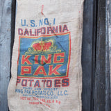 Ancien sac à pomme de terre americain, déco vintage USA