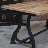 grande table industrielle plateau chene massif pietement fonte
