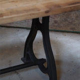 grande table industrielle plateau chene massif pietement fonte