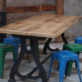 grande table industrielle plateau chene massif pietement fonte