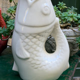 Vase pichet poisson gm sable L16,5 P11 H25,3cm