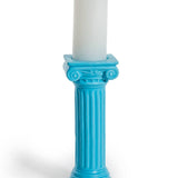 Bougeoir en céramique à grande colonne ionique bleu clair mat