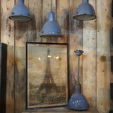 pendant light with grey enameled lampshade, Bauhaus industrial style