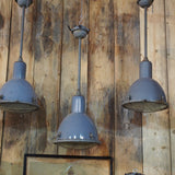 pendant light with grey enameled lampshade, Bauhaus industrial style