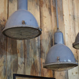 pendant light with grey enameled lampshade, Bauhaus industrial style