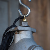 Green enameled lampshade pendant light, industrial grid lamp