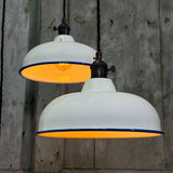 Suspension, lampe industrielle en tôle émaillée blanche – luminaire abat jour atelier