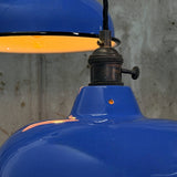 Suspension, lampe industrielle en tôle émaillée bleu foncé – luminaire abat jour atelier