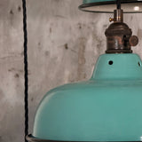 Suspension, lampe industrielle en tôle émaillée petrole – luminaire abat jour atelier