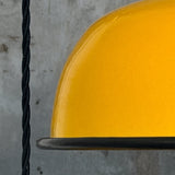 Suspension, lampe industrielle en tôle émaillée jaune – luminaire abat jour atelier