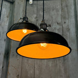 Suspension, lampe industrielle en tôle émaillée noir – luminaire abat jour atelier