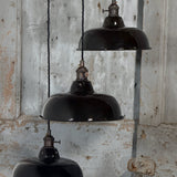Suspension, lampe industrielle en tôle émaillée noir – luminaire abat jour atelier