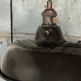 Suspension, lampe industrielle en tôle émaillée noir – luminaire abat jour atelier