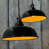 Suspension, lampe industrielle en tôle émaillée noir – luminaire abat jour atelier