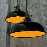 Suspension, lampe industrielle en tôle émaillée noir – luminaire abat jour atelier