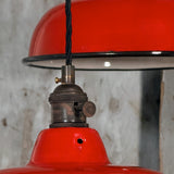 Suspension, lampe industrielle en tôle émaillée rouge – luminaire abat jour atelier