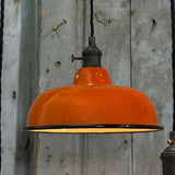 Suspension, lampe industrielle en tôle émaillée terracotta– luminaire abat jour atelier