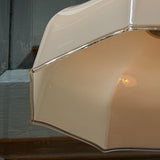 Suspension ancienne en opaline rose, abat-jour festonné vintage, luminaire romantique campagne chic