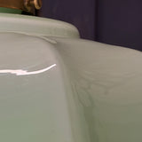 Suspension ancienne en opaline vert, abat-jour festonné vintage, luminaire campagne chic