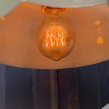 Suspension ancienne en opaline vert, abat-jour festonné vintage, luminaire campagne chic