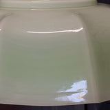 Suspension ancienne en opaline vert, abat-jour festonné vintage, luminaire campagne chic