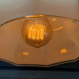 Suspension ancienne en opaline creme, abat-jour festonné vintage, luminaire campagne chic