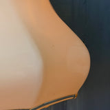 Suspension ancienne en opaline creme, abat-jour festonné vintage, luminaire campagne chic