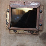 curiosité ancien masque de soudeur sur socle