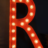 tres grande lettre R d'ancienne enseigne lumineuse façon fete foraine