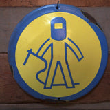 Ancienne plaque emaillée d'usine danger