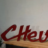 Ancienne enseigne publicitairede boucherie "Chevaline" - Lettres zinc relief vintage