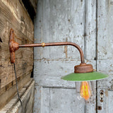 wall-mounted, swan-neck outdoor court lamp, straight line, no. 4