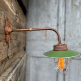 wall-mounted, swan-neck outdoor court lamp, straight line, no. 4