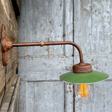 wall-mounted, swan-neck outdoor court lamp, straight line, no. 4