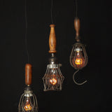 Set of 3 industrial portable lamps from the USA, used in New York cellars