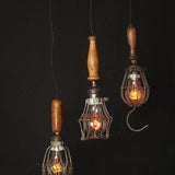 Set of 3 industrial portable lamps from the USA, used in New York cellars