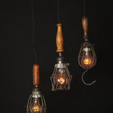 Set of 3 industrial portable lamps from the USA, used in New York cellars