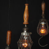 Set of 3 industrial portable lamps from the USA, used in New York cellars